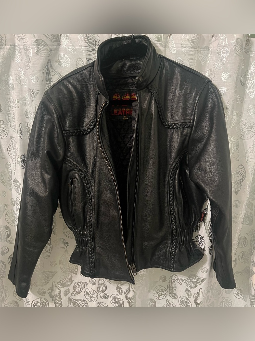 Hot Leathers women’s black leather motorcycle/biker jacket size XL